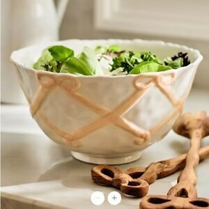 Anthropologie Benedita Bow Stoneware Serve Bowl | Pink | NIB